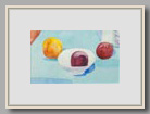 PLUMS, PEACH AND CHINESE BOWL   2005   watercolor   7"x11½"